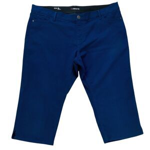 Liz Claiborne Womens Pants size 20W Blue Capris Cropped Cotton Stretch Non-Roll